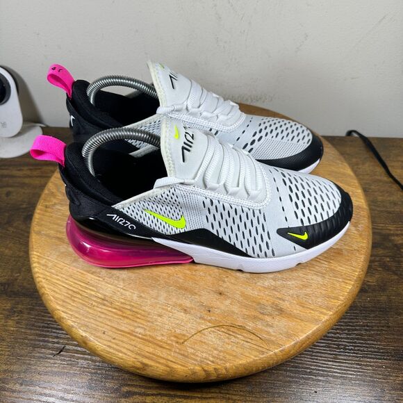 Nike Air Max 270 White Black Volt Laser Fuchsia 943345-102 Shoe Women's sz 8.5